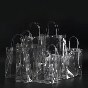 도매 사용자 정의 인쇄 브랜드 패션 투명 선물 PVC 쇼핑 토트 백 작은 손 가방
