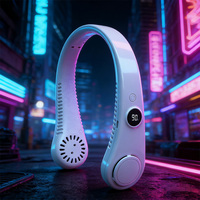 Ventilateur portable d'extérieur sans pales à suspendre au cou, avec affichage numérique, refroidisseur d'air, rechargeable par USB
