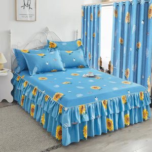 Made in China Wholesale Cheap Microfiber 5 Pieces <b>Bed</b> Skirt Set with Curtain king Size Bedding Set for <b>Bed</b> - Product Image 4