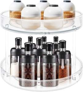 Plateau tournant à 2 niveaux pour les épices, organisateur, plateau à plusieurs niveaux pour les armoires de cuisine, fruits et légumes. - Product Image 4