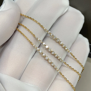 ラウンドシェイプラボ成長ダイヤモンドブレスレットベゼル設定14Kイエロー/ホワイトゴールドHPHT CVDダイヤモンド - Product Image 5