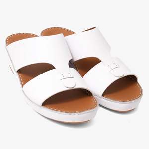 SHIKOL <span class=keywords><strong>sandales</strong></span> arabes classiques haut de gamme pour hommes en <span class=keywords><strong>cuir</strong></span> de vachette naturel blanc élégant conçu Double-sangle occasion festive chaussures pour hommes - Product Image 4