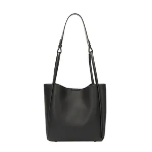 Hot selling Design Shoulder Cowhide Luxury Bucket Genuine Women Leather Handbags 2 in 1 Tote Bag Foe Ladies