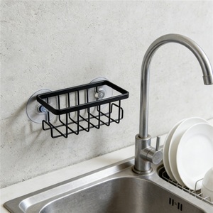 Support de rangement moderne pour éponges de cuisine avec égouttoir, en acier inoxydable, design boule, double niveau, panier suspendu pour serviettes - Product Image 3