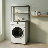 Étagère de rangement métallique à 3 niveaux pour machine à laver/sèche-linge, organisateur de chaussures amovible, gain de place, design moderne, salle de bain