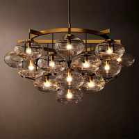 Lustres ronds en verre transparent Cabrette, luxe pour salon, personnalisation sur mesure, fabrication directe, art du verre