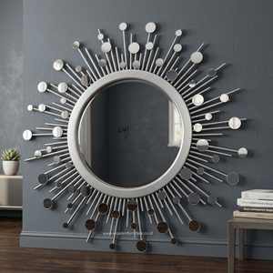 Miroir solaire à cadre moderne, décoration pour la maison, accessoires en bois - Product Image 3