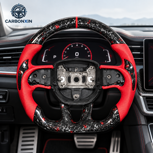 Volant de direction chauffant en cuir et fibre de carbone personnalisé avec LED pour Dodge Charger SRT RT Challenger 2021-2023 - Product Image 4