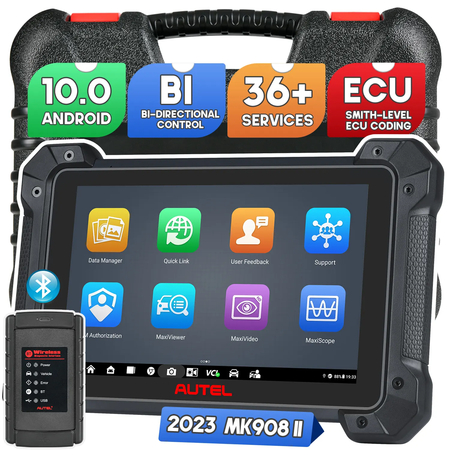 جهاز فحص السيارة Autel MaxiCOM MK908 System OBD 2 الكامل جهاز فحص شامل محترف يعمل بالبلوتوث جهاز لوحي أدوات تشخيص أعطال السيارة