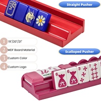 Ensemble de 4 supports de mahjong américains en bois avec finition laquée haute brillance et poussoir magnétique festonné robuste