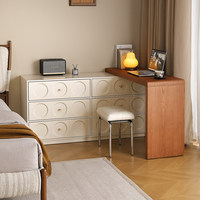 Bureau de chambre principale avec coiffeuse intégrée, commode et bureau informatique, style mi-siècle, en bois massif, table de maquillage d'angle