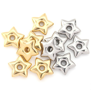Cuentas de acero inoxidable en forma de estrella de 14 mm y 19,5 mm para la fabricación de collares, accesorios de joyería DIY, componente de colgante chapado en oro y plata. - Product Image 1