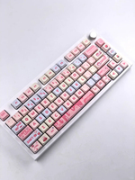 Clavier mécanique personnalisé avec des touches de clavier en PBT de profil XDA, crème rose fraise, 133 touches, collection de touches de clavier