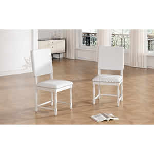 DB TOPMAX Cream Vintage Sillas de comedor tapizadas de 2 piezas tradicionales con respaldo acolchado - Product Image 1