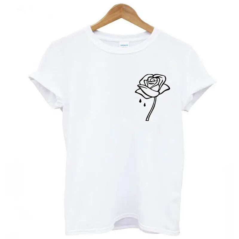 factory sells directly men women cotton printing/embroidery rose logo custom t shirt