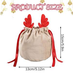 ถุงขนมคริสมาสต์เขากวางสีกากีชุด5ชิ้นสำหรับของขวัญวันหยุดอุปกรณ์วันหยุดเทศกาล - Product Image 3