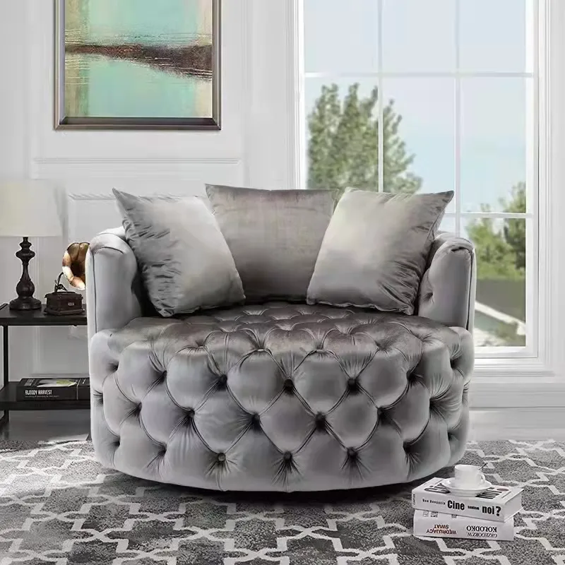 Chaise pivotante en tissu MIcrofiber, avec mousse à mémoire de forme et coussin lombaire, fauteuil de luxe monoplace