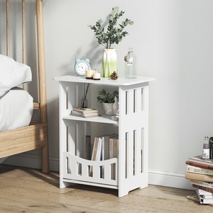 Modern Minimalist <b>Bedside</b> Table Storage Cabinet 32x22x40cm Solid Wood Design Bedroom Side Table With <b>Shelves</b> - Product Image 1
