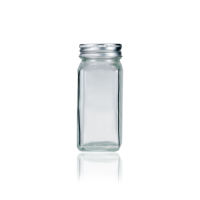 Récipient de stockage en verre de cuisine carré de 4oz pot d'assaisonnement d'épices et de poivre vide avec couvercles shaker et bouchon à vis emballé dans un carton