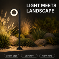 Lampadaire LED Moderne à Tête Annulaire 24W, Faible Éblouissement, pour Jardin, Aménagement Paysager Extérieur, Pelouse, Villa, Parc, Allée, Cour