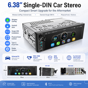 Flysonic FYDZ <strong>Single</strong> <strong>DIN</strong> 6.38'' Car Stereo CarPlay &amp; Android Auto Touch Screen Head Unit Mirror Link USB FM Universal Car Radio - Product Image 1