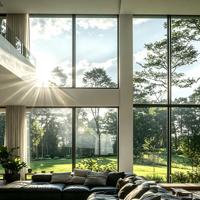Fenêtre à battant moderne en aluminium à rupture de pont thermique, verre de sécurité feuilleté PVB, insonorisée, anti-effraction, pour projets hôteliers, villas et balcons