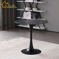 Table basse moderne en céramique pour salon, bar, club, table basse ronde en ardoise noire, table d'appoint en forme de tulipe