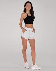 Short de survêtement en coton éponge français pour femmes avec poches Short de salon décontracté d'entraînement d'été respirant - Product Image 1