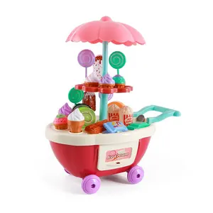 Mini juego de simulación de lujo, carrito de heladería Unisex, carrito ligero de lujo para jugar a las casitas, juguetes de dulces hechos de cocina de plástico duradero