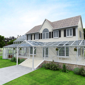 Solárium con Techo de Doble Vidrio Templado, Diseño Triangular, Espacio de Vida Exterior para Villa Contemporánea, Alta Transmitancia de Luz - Product Image 3