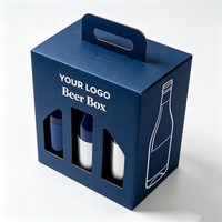 Caja de Regalo para Vino de Lujo Hecha a Mano con Asa, Impresión Digital, Cajas de Cartón Corrugado para Cerveza de 125 ml, Cajas de Embalaje para Bebidas Energéticas