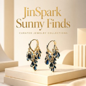 Boucles d'oreilles JinSpark 'Midnight Azure' en zircon bleu en forme de goutte d'eau |   Pendentif de luxe vintage plaqué PVD sous vide 18K AAA+ de qualité supérieure - Product Image 5