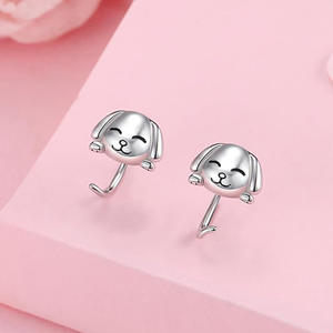 Pendientes con dibujo de perro, chapados en plata, aleación de zinc, joyería de moda unisex, regalo para mujeres y hombres - Product Image 3