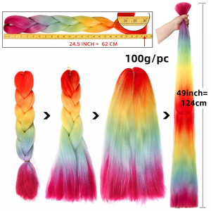 Existencias a granel Barato 24 pulgadas 100g Colorido Sintético Ombre Trenza <span class=keywords><strong>Cabello</strong></span> Jumbo Trenzado Pelucas Mujeres <span class=keywords><strong>Trenzas</strong></span> Pelucas <span class=keywords><strong>Cabello</strong></span> - Product Image 3