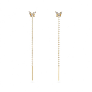CANNER Exquises Boucles d'oreilles pendantes en argent sterling S925 avec zircon 5A et chaîne papillon pour filles, bijoux de fête d'été - Product Image 1