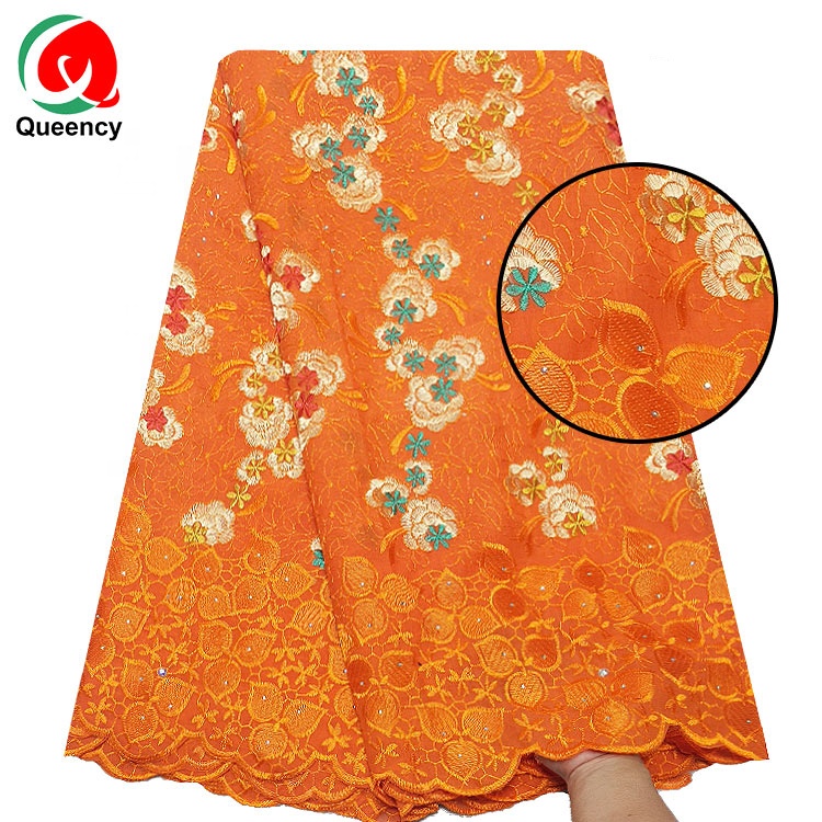 Швейцарская вуаль Queency, кружевная ткань для женщин, вышивка ручной работы, кружево с бусинами, новое модное вечернее платье