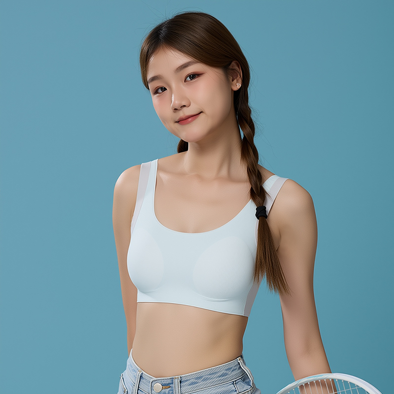 Y9263 Teenagers Underwear 10A Anti-bacteria Contrast Breathable Seamless Children Tank Top Thin Student's Sports Bras