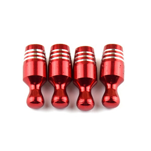 Tapas de válvula de aleación de aluminio con forma de bola de boliche roja para reparación y reemplazo de neumáticos sin cámara de automóviles y motocicletas - Product Image 1