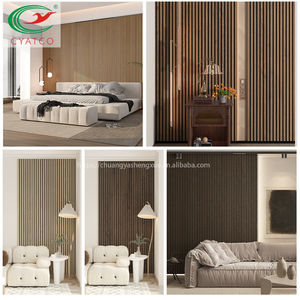 600*2400mm CYATCO décor à <span class=keywords><strong>la</strong></span> maison Akupanel placage naturel chêne panneau acoustique latte <span class=keywords><strong>laine</strong></span> <span class=keywords><strong>de</strong></span> <span class=keywords><strong>bois</strong></span> latte décorative chêne acoustique - Product Image 4