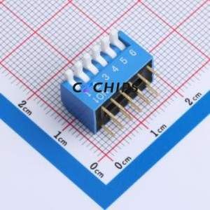 DP-6-B-T DIP Switch Through hole Component (THT),P=2.54mm Switch Piano Key Single Pole Single Throw 6 2.54mm - Product Image 1