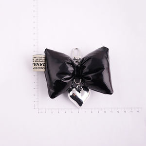 Nouveau style coréen breloque de sac à nœud en faux <span class=keywords><strong>cuir</strong></span> rose en forme de cœur argenté <span class=keywords><strong>porte</strong></span>-clés en métal doux et à la mode - Product Image 3