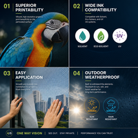 Vinilo Adhesivo para Ventanas de Automóviles, Ecológico, Brillante, Duradero, de Visión Unidireccional, para Publicidad Exterior