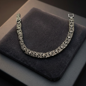 High Quality New Fashion 925 Sterling Silver Black Oxidized Vintage Engraved Handmade Unisex <b>Bead</b> Chain <b>Bracelet</b> Gift - Product Image 2