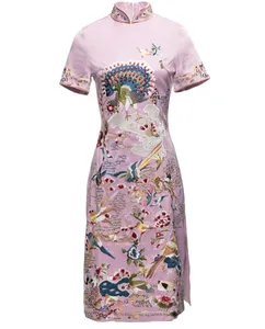 Novo dropshipping moda quente bordado qipao cheongsam mulheres