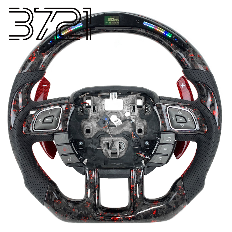 LED Red forged carbon fiber+perforated leather