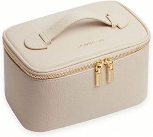 Sac à cosmétiques en cuir lisse PU avec fermeture éclair, matériau imperméable, poignée portable, trousse de maquillage professionnelle, grande taille, vente en gros - Product Image 2