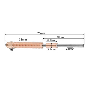 หัวฉีดทองแดง Lin'ao 3D K2 Series Hi Hot End เกลียว M6 ความยาว 76 มม. อุปกรณ์เสริมสำหรับเครื่องพิมพ์ 3 มิติ - Product Image 1