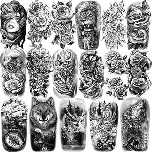 36 Hojas de Tatuajes Temporales, Pegatinas <span class=keywords><strong>para</strong></span> Cuerpo, Brazos, Pecho y Hombros <span class=keywords><strong>para</strong></span> Hombres o Mujeres con 24 Hojas de Pequeños Tatuajes Negros - Product Image 1