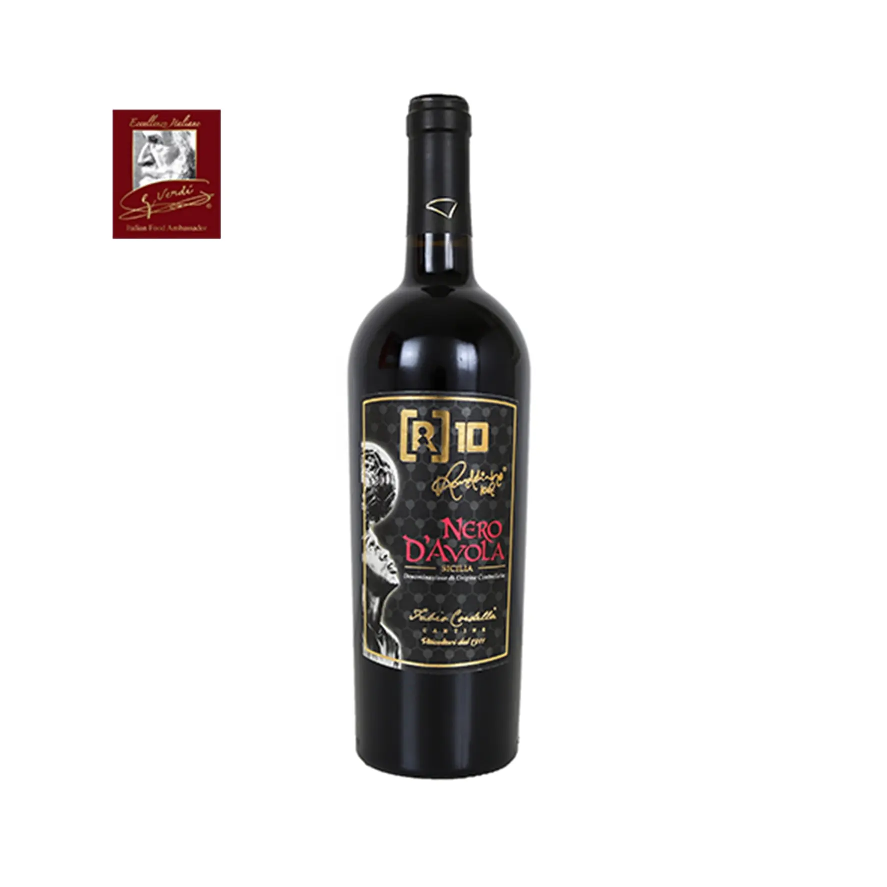 Ronaldinho [R]10 Italienischer Rotwein NERO D'AVOLA DOC 750ml Flaschen Der Wein von Champions GVERDI Selection Made Italy Wein