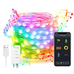 Best seller Tuya App LED Fairy Lights LED RGB 5m/10m Smart WiFi Strip Lights 5V USB Music Sync Alexa Google Home Voice Control